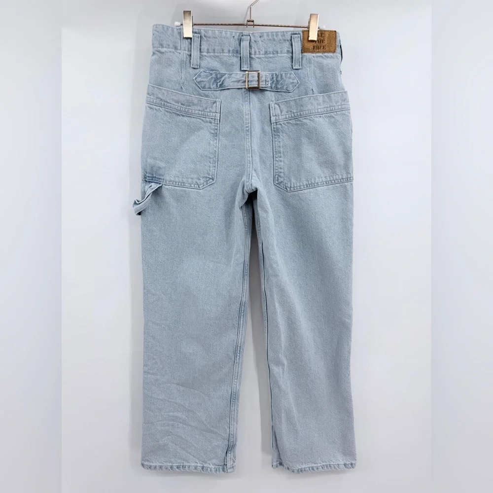 WE THE FREE Major Leagues Mid Rise Cuffed Jeans Light Wash 26 - Picture 3 of 9